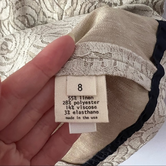 L'AGENCE Neutral Lace Rose Patterned Linen Blend Dress 8 - Picture 12 of 16